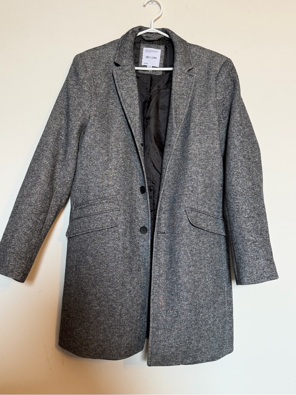ONLY & SONS Men's-Style Grey Pea Coat